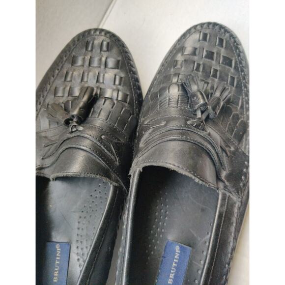 Giorgio Brutini Shoes Men's Size 8D Tassel Loafers Black Leather Slip On - Picture 2 of 6